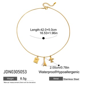 1 Piece Classic Series Eiffel Tower Stainless Steel Gold Color Women's Pendant Necklaces h5 Picture2