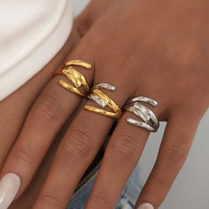 1 Piece Simple Series Casual Irregular Shape Stainless Steel Gold Color  Minimalist Rings h5 Picture3