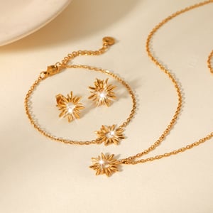 1 Stück Simple Series Daily Flower Edelstahl Damen Halsketten Sets h5 Bild5