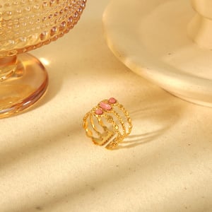 1 Pair Luxurious Series Retro Geometric Stainless Steel  Wmoen's  Rings h5 Picture2