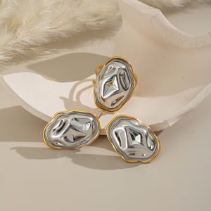 1 Pair Hammer Pattern Stainless Steel Mixed Color Stud Earrings h5 Picture2