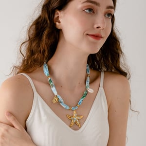 1 Pair Romantic Handmade Silk Scarf - Inspired Stainless Steel Pendant Women's Necklace h5 Picture2