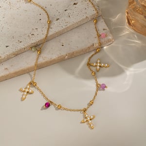 1 stuk luxe elegante kruis roestvrijstalen dameshangerkettingen h5 Afbeelding4