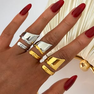 1 Stück lässige Statement-Ringe aus Edelstahl in unregelmäßiger Form in Goldfarbe h5 Bild8