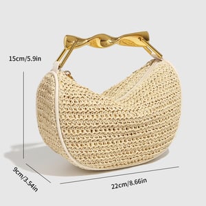 1 Piece Romantic Beige Straw - woven Chain Women's Handbags h5