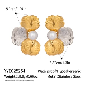 1 Pair Retro Flower Stainless Steel Mixed Color Stud Earrings h5