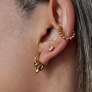 1 Pair Simple Series Circle Stainless Steel Gold Color Women's Hoop Earrings h5 Picture4