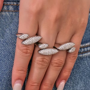 1 Piece Luxurious Shape Stainless Steel Gold Color Zircon Women's Gemstone Rings h5 Picture5