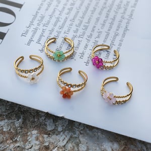 1 Piece Casual Flower Woven Stainless Steel  Gold Color  Beaded Rings h5 Picture7