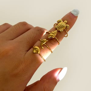 1 Stück Oceanic Edelstahl Goldfarbener Statement Ring h5 Bild3