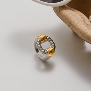1 Piece Modern Rectangular Stainless Steel Gold Color Statement Rings h5 Picture5