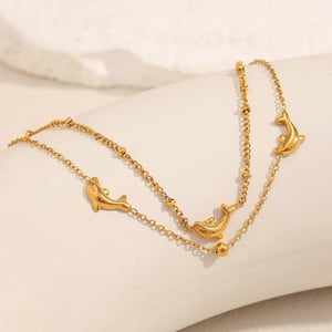1 Piece Natural Dolphin Stainless Steel Gold Color Women's Charm Bracelets h5 Picture3