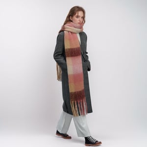 1 Parça Retro Ekose Polyester Kadın Kışlık Atkı h5 Resim2