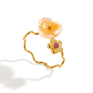 1 Piece Stylish Flower Stainless Steel Gold Color Statement Rings h5