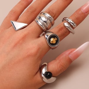 1 Piece Classic Irregular Shape Stainless Steel Gold Color Statement Rings h5 Picture3