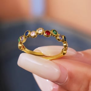 1 Piece Exquisite Circle Stainless Steel Gold Color Zircon Women's Gemstone Rings h5 Picture4