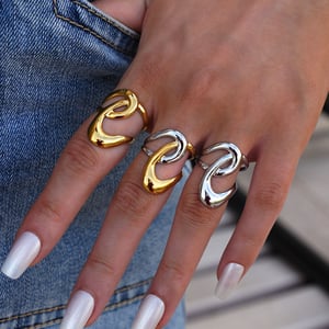 1 Piece Simple Series Casual Lines Stainless Steel   Gold Color  Minimalist Rings h5 Picture8