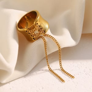 1 Piece Simple Series Daily Chain Stainless Steel Gold Color Statement Rings h5 Picture3