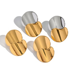 1 par de pendientes de botón de acero inoxidable para mujer, sencillos, de uso diario, con forma irregular h5 Imagen4