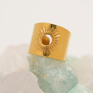 1 Piece Simple Series Simple Sun Stainless Steel   Gold Color  Minimalist Rings h5 Picture4