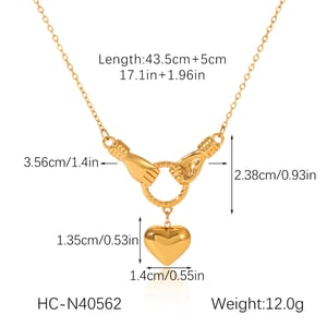 1 Stück Damen-Halsketten mit Anhänger in Herzform aus Edelstahl in Goldfarbe h5 Bild2