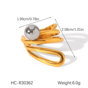 Simple Mixed Color Stainless Steel   Gold Color  Statement Rings h5 Picture2