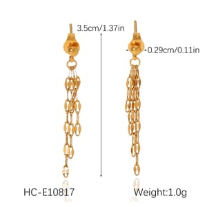 Simple Tassel Stainless Steel   Gold Color  Women's Dangle Earrings h5 Picture2