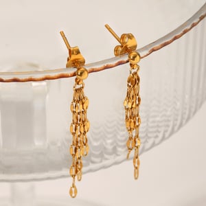 Simple Tassel Stainless Steel   Gold Color  Women's Dangle Earrings h5 Picture4
