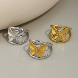 1 Piece Simple Series Casual Butterfly Stainless Steel   Gold Color  Minimalist Rings h5 Picture6