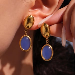 1 Stück Elegante ovale Form Opal Edelstahl Gold Farbe Damen Halsketten Sets h5 Bild5