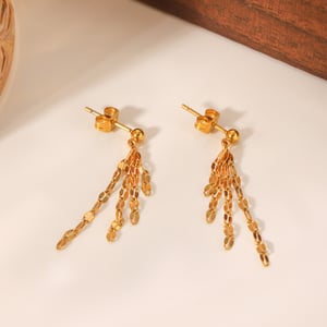 Simple Tassel Stainless Steel   Gold Color  Women's Dangle Earrings h5 Picture3