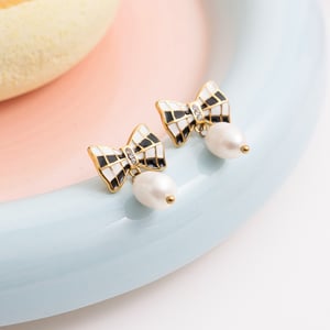1 Pair Cute Bow Knot Stainless Steel Gold Color Women's Drop Earrings h5 Picture8