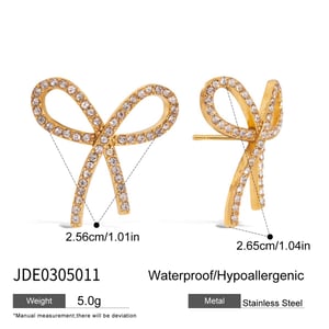 1 Pair Shinning Series Bow Knot Stainless Steel Gold Color Women's Stud Earrings h5 Picture2