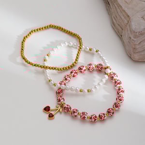 1 Piece  Sweet Flower Ceramics  Gold Color  Women's Beaded Bracelets h5 Picture3