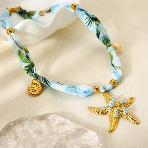 1 Pair Romantic Handmade Silk Scarf - Inspired Stainless Steel Pendant Women's Necklace h5 Picture3