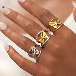 1 Piece Simple Series Casual Butterfly Stainless Steel   Gold Color  Minimalist Rings h5 Picture8
