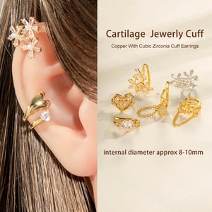 1 Piece Bow Knot Butterfly Copper Gold Color Zircon Clip-On Earring h5 Picture4