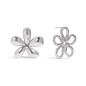 1 Pair Classic Flower Stainless Steel Gold Color Women's Stud Earrings h5
