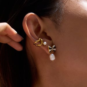 1 Pair Cute Bow Knot Stainless Steel Gold Color Women's Drop Earrings h5 Picture4