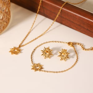 1 Stück Simple Series Daily Flower Edelstahl Damen Halsketten Sets h5 Bild3