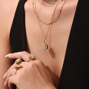 1 Piece Elegant Flower Stainless Steel Gold Color Women's Necklaces Sets h5 Picture2
