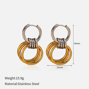 1 Pair Simple Circle Stainless Steel Gold Color Drop Earrings h5