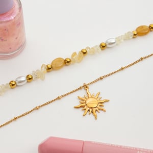 Collana a strati da donna in acciaio inossidabile color oro con sole bohémien, 1 pezzo h5 Immagine8