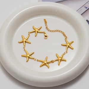1 Piece Vacation Starfish Stainless Steel Gold Color Women's Chain Bracelets h5 Picture8