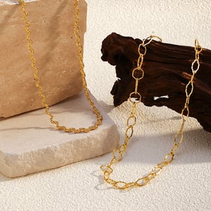 1 Piece Simple Stainless Steel  Gold Color Chain Necklace h5 Picture2