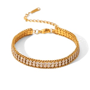 Pulseras de cadena de acero inoxidable con diseño de patchwork simple para mujer, 1 pieza h5