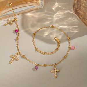 1 stuk luxe elegante kruis roestvrijstalen dameshangerkettingen h5 Afbeelding2