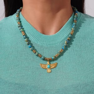 1 Piece Classic Eagle Natural Stones Gold Color Women's Beaded Necklaces h5 Picture3
