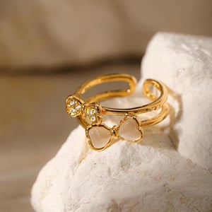 1 Piece Bow Knot Stainless Steel  Gold Color Statement Ring h5 Picture2