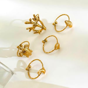 1 Stück Oceanic Edelstahl Goldfarbener Statement Ring h5 Bild5